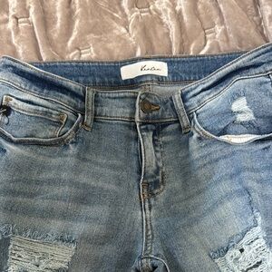 KanCan Women's Light Blue Boyfriend Jeans flare